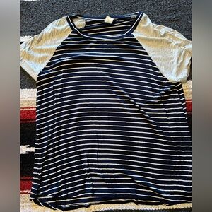 Sew In Love Navy Blue Striped Tee